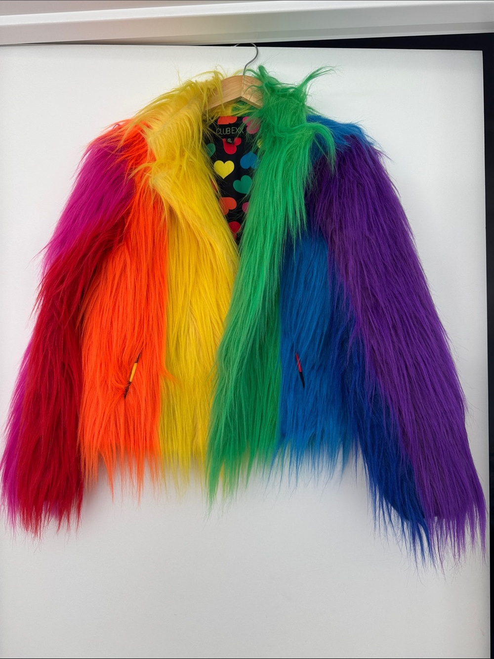 🏳️‍🌈 Rainbow Faux Fur Jacket!